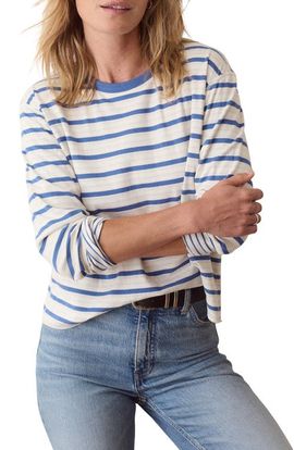 Marine Layer Marine Layer Juno Striped Double Knit Long Sleeve T-Shirt