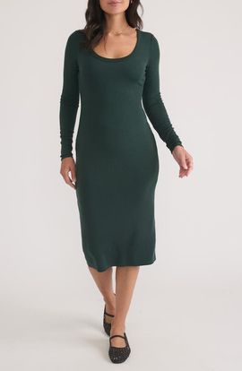 Marine Layer Marine Layer Lexi Long Sleeve Rib Midi Dress