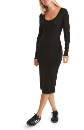 Marine Layer Marine Layer Lexi Rib Long Sleeve Body-Con Midi Dress
