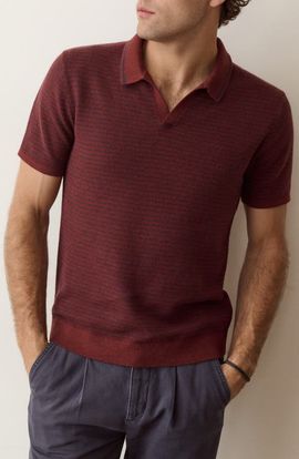 Marine Layer Marine Layer Liam Striped Cotton & Merino Wool Sweater Polo