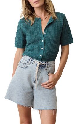 Marine Layer Marine Layer Lucia Pointelle Stitch Short Sleeve Cotton Blend Cardigan