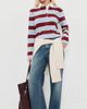 Marine Layer Marine Layer Miracle Jersey Polo Blue/Cabernet Stripe - 5