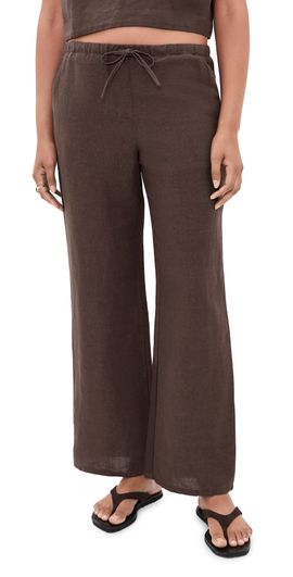 Marine Layer Marine Layer Perfect Linen Drawstring Pants Chocolate