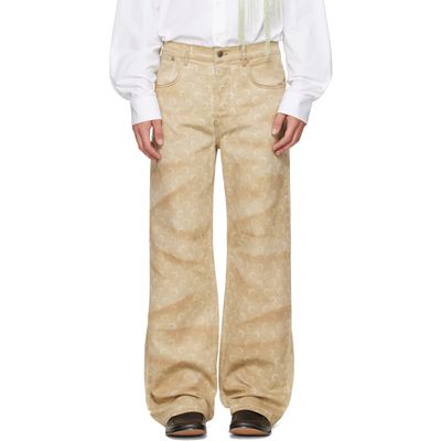 Marine Serre Beige Faded Moon Denim Straight Jeans