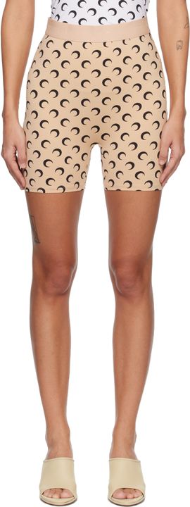 Marine Serre Marine Serre Beige Recycled Moon Jersey Mini Shorts