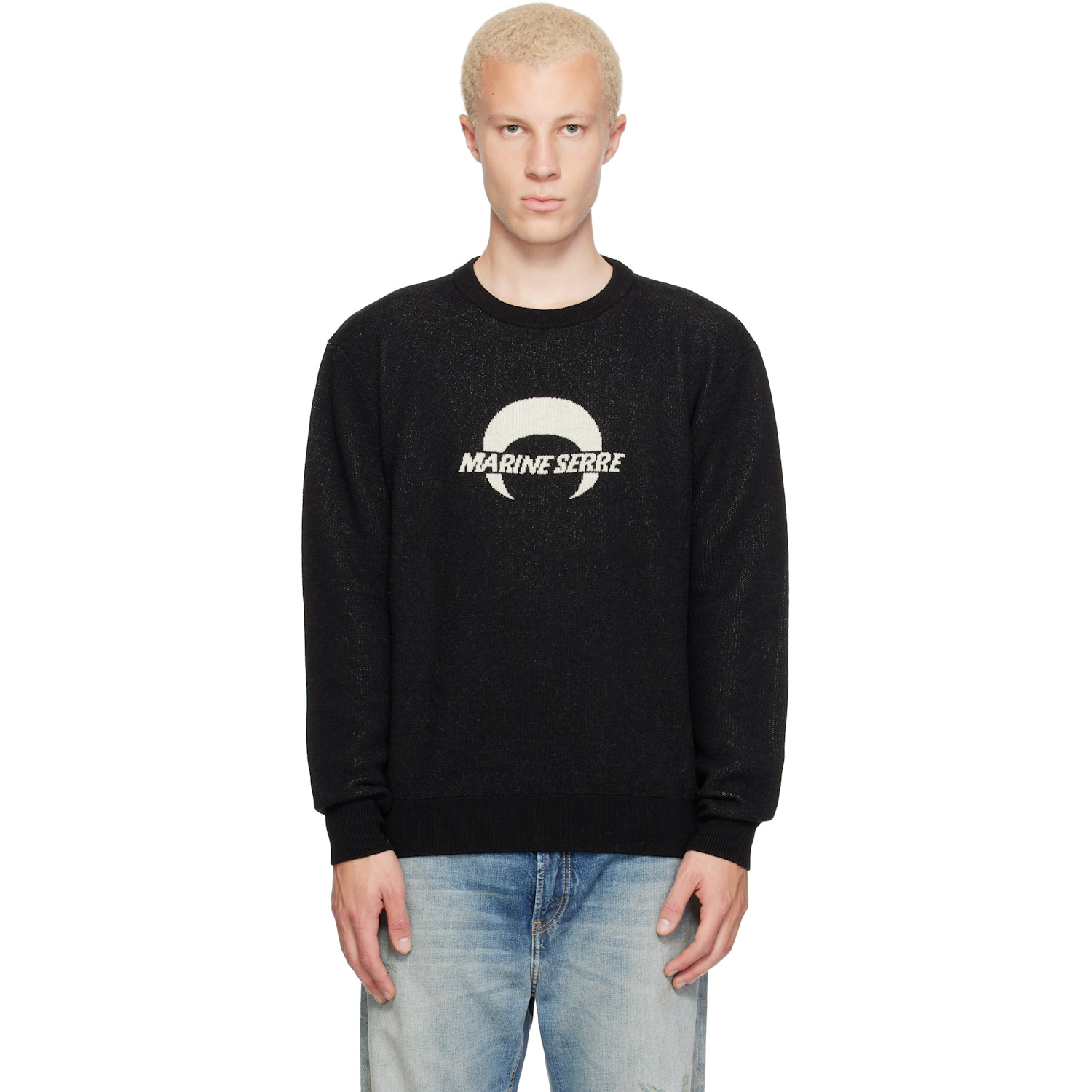 Marine Serre - Beige Wild Fluffy Knit Crewneck Sweater