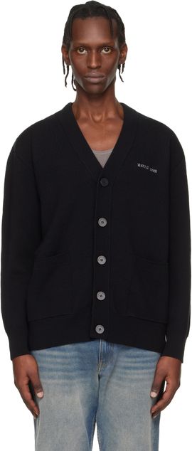 Marine Serre Marine Serre Black Merino Wool Knit Maxi Cardigan