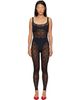 Marine Serre Marine Serre Black Monogram Mesh Flock Jumpsuit - 1