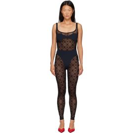 Marine Serre Marine Serre Black Monogram Mesh Flock Jumpsuit