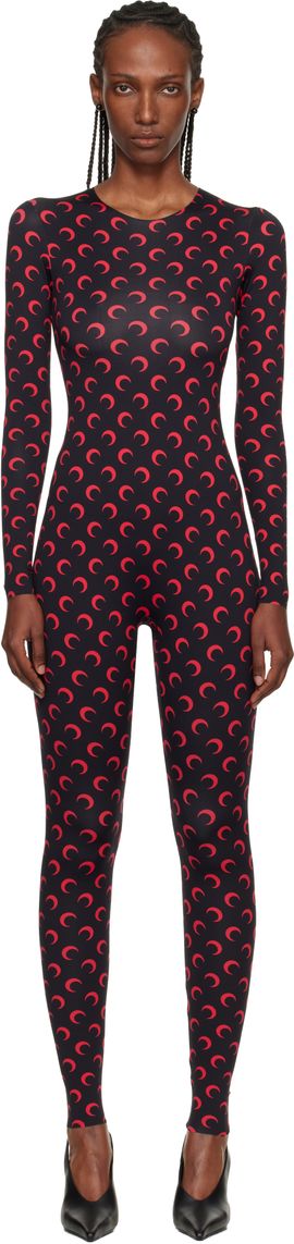 Marine Serre Marine Serre Black Moon Printed Jersey LS Jumpsuit