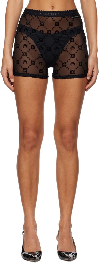 Marine Serre Marine Serre Black Recycled Mesh Flock Shorts