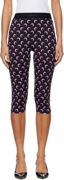 Marine Serre Marine Serre Black Recycled Moon Jersey Capri Leggings