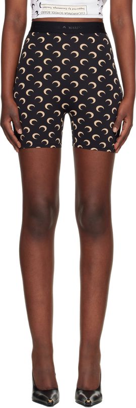 Marine Serre Marine Serre Black Recycled Moon Jersey Mini Shorts