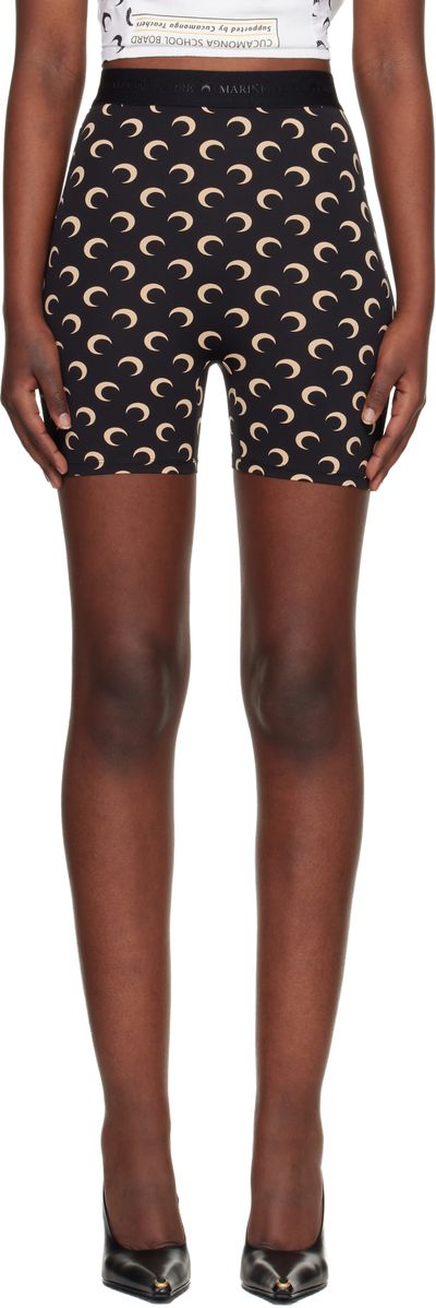 Marine Serre Marine Serre Black Recycled Moon Jersey Mini Shorts
