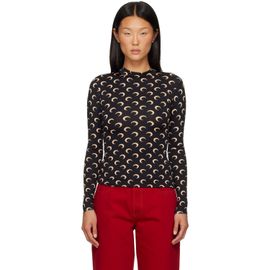 Marine Serre Marine Serre Black Recycled Moon Jersey Second Skin Top