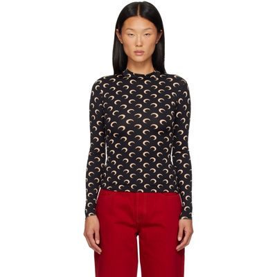 Marine Serre Marine Serre Black Recycled Moon Jersey Second Skin Top