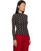 Marine Serre Marine Serre Black Recycled Moon Jersey Second Skin Top - 2