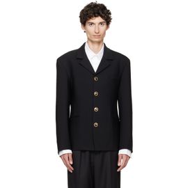 Marine Serre Marine Serre Black Tailored Wool Serge Blazer