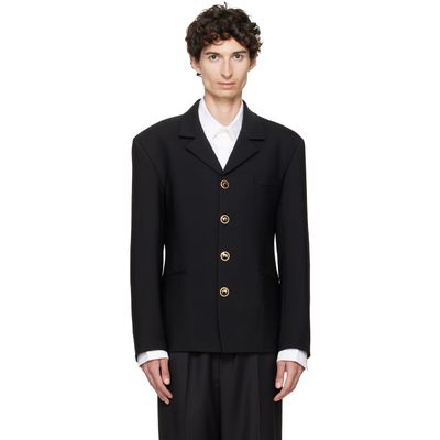 Marine Serre Marine Serre Black Tailored Wool Serge Blazer