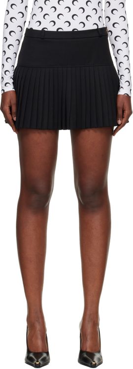 Marine Serre Marine Serre Black Virgin Wool Stretch Twill Miniskirt