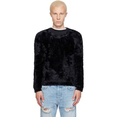 Marine Serre Marine Serre Black Wild Fluffy Knit Crewneck Sweater