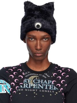 Marine Serre Marine Serre Black Wild Fluffy Knit Kawaii Beanie