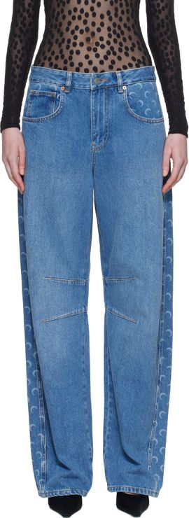 Marine Serre Marine Serre Blue Barrel Denim Jeans