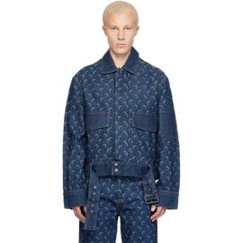 Marine Serre Marine Serre Blue Belted Trucker Denim Jacket