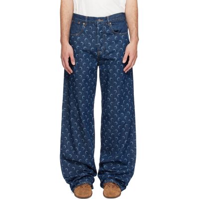 Marine Serre Marine Serre Blue Denim Straight Jeans