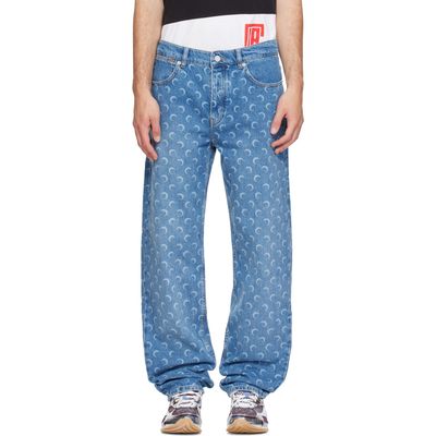 Marine Serre Marine Serre Blue Moon Laser Wash Denim Straight Jeans