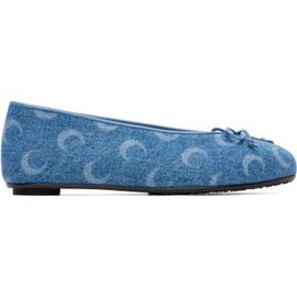 Marine Serre Marine Serre Blue Moonogram Denim Ballerina Flats