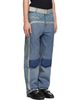 Marine Serre Marine Serre Blue Regenerated Denim Belted Baggy Jeans - 2