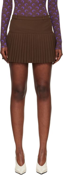 Marine Serre Marine Serre Brown Virgin Wool Stretch Twill Miniskirt