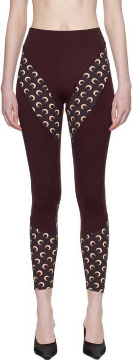 Marine Serre Marine Serre Burgundy Athleisure Moon Insert Leggings