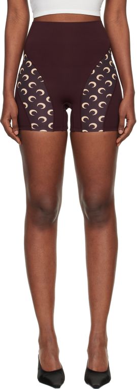 Marine Serre Marine Serre Burgundy Athleisure Moon Insert Mini Shorts
