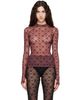 Marine Serre Marine Serre Burgundy Moonogram Flock LS Highneck Top - 1