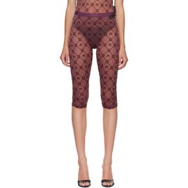 Marine Serre Marine Serre Burgundy Moonogram Mesh Flock Capri Leggings