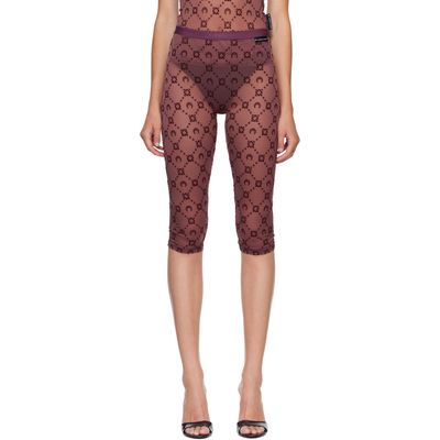 Marine Serre Marine Serre Burgundy Moonogram Mesh Flock Capri Leggings