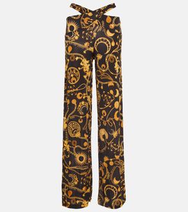 Marine Serre Marine Serre Cutout printed wide-leg pants