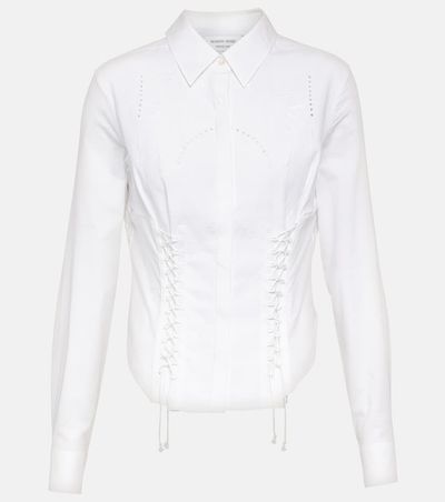 Marine Serre Marine Serre Embroidered openwork linen shirt