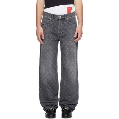 Marine Serre Marine Serre Gray Moon Laser Wash Baggy Jeans