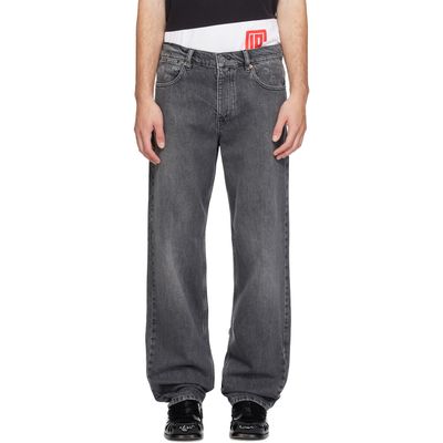 Marine Serre Marine Serre Gray Moon Laser Wash Straight Jeans
