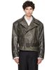 Marine Serre Marine Serre Gray Vintage Moon Leather Biker Jacket - 1