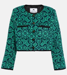 Marine Serre Marine Serre Jacquard cropped cotton jacket