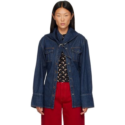 Marine Serre Marine Serre Navy Denim Overshirt