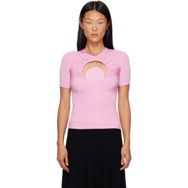 Marine Serre Marine Serre Pink Moon Gathered Short Sleeve Top