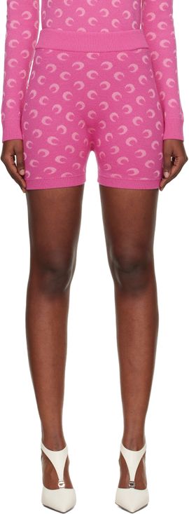 Marine Serre Marine Serre Pink Moon Jacquard Knit Shorts