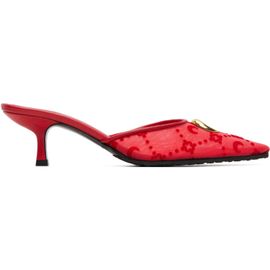 Marine Serre Marine Serre Red Mesh Flock Kitten Heel Mule Heels