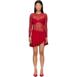 Marine Serre Marine Serre Red Monogram Mesh Flock Ruffles Minidres