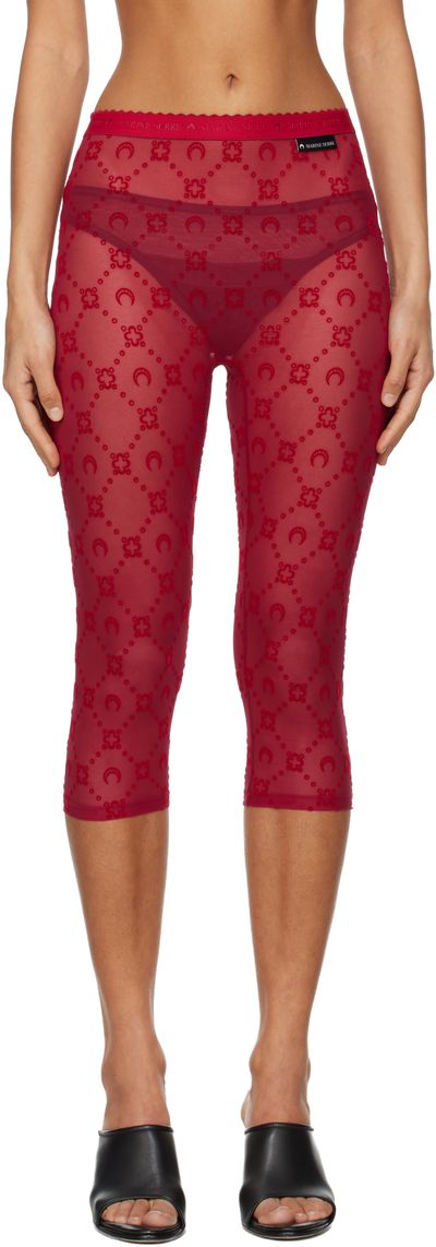Marine Serre Marine Serre Red Moonogram Mesh Flock Capri Leggings